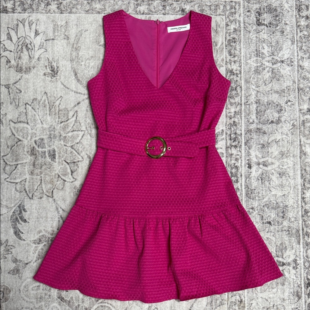 Amanda Uprichard - Taylor Fuchsia Textured Mini Dress